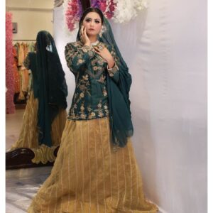 Bottle Green Short Kurti Skirt Set