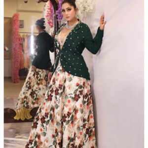 Floral Printed Skirt Jacket Set