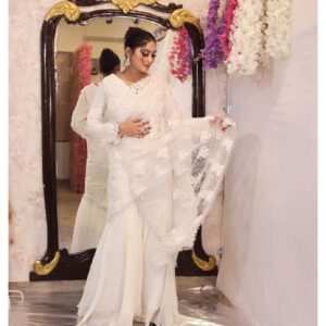 Ivory Pre Drape Saree