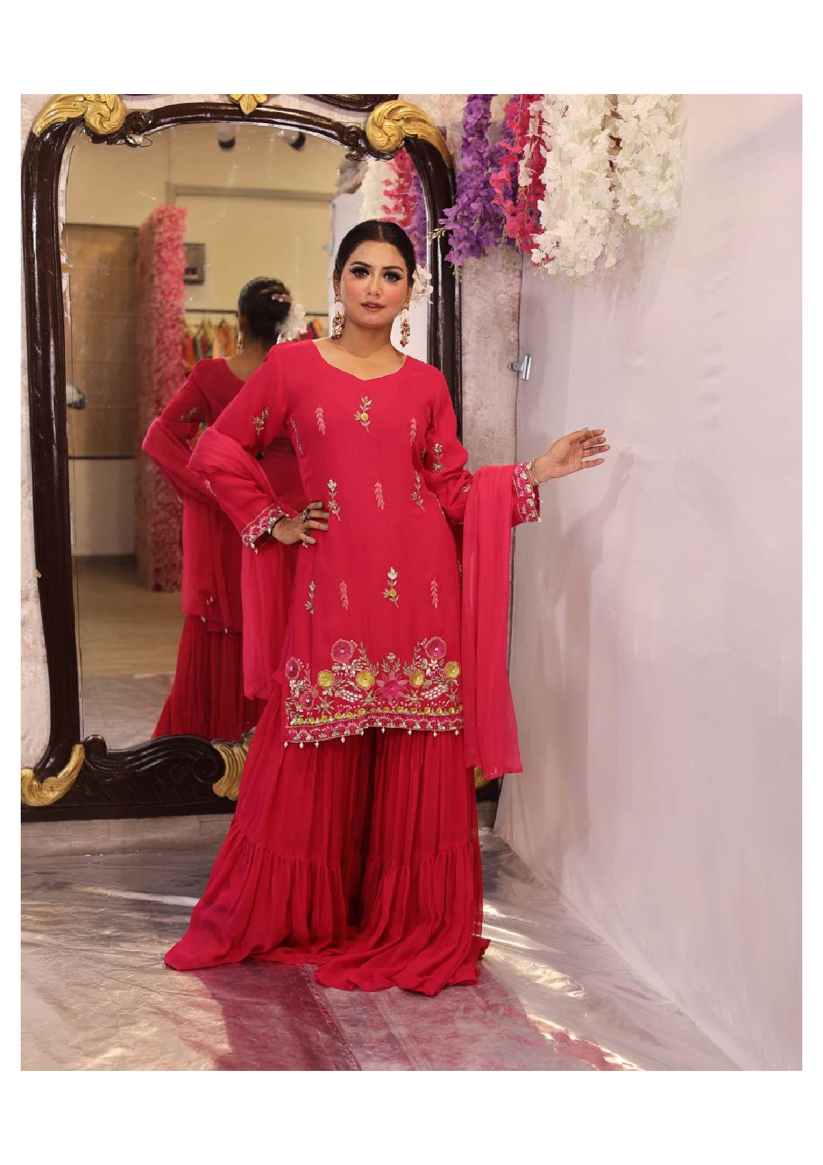 Bottle Green Drape Saree