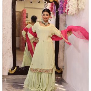 Lime Green Kurta Gharara Set
