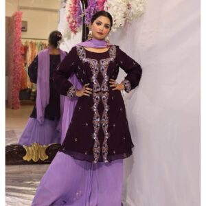 Wine Purple Kurta Sharara Set